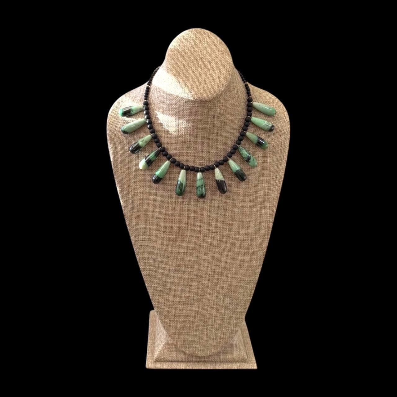 The Zetta Necklace: Transvaal Grossular Garnet with Matte Black Onyx accent beads•Gold Hook Clasp•Limited Edition