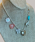 The Leslie Necklace: OOAK Silver ball chain with various silver charms and clasp