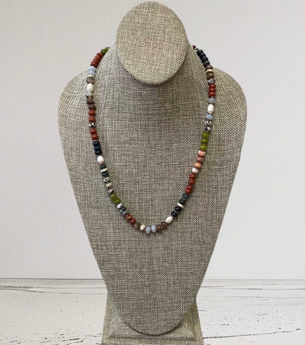 Reel Beauty 🎣 Mixed Gemstone necklace with Gold accents Gemstone fish pendant 4 options