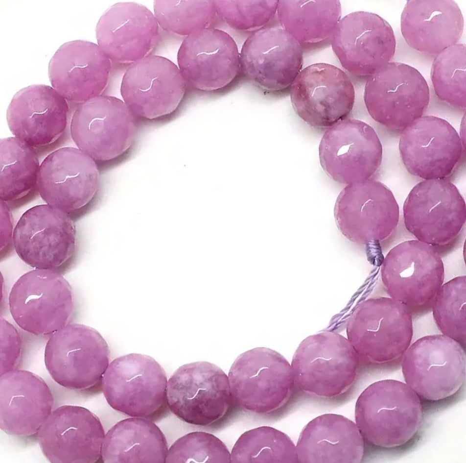 Glowing Grapes Bracelet: Stretch Cord Bracelet w/ Grape Chalcedony Subtly Faceted 10mm Beads