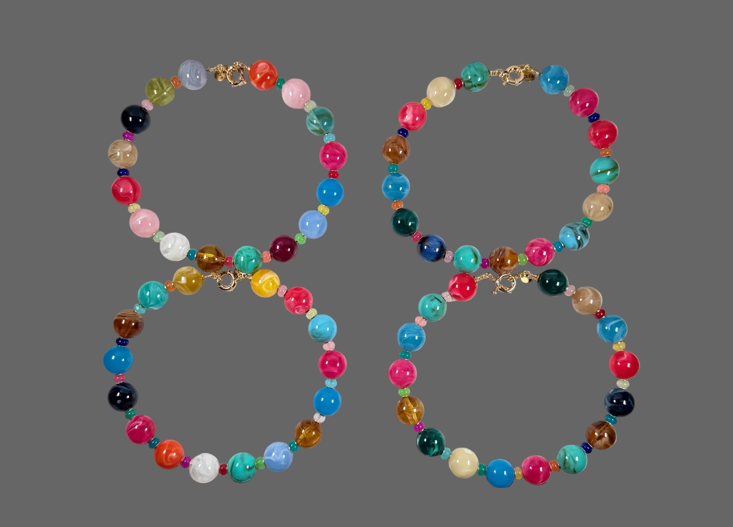 The Confetti Strand: Gemstone like beads in resin Choose Gold or Silver