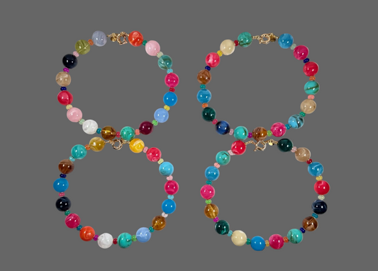 The Confetti Strand: Gemstone like beads in resin Choose Gold or Silver