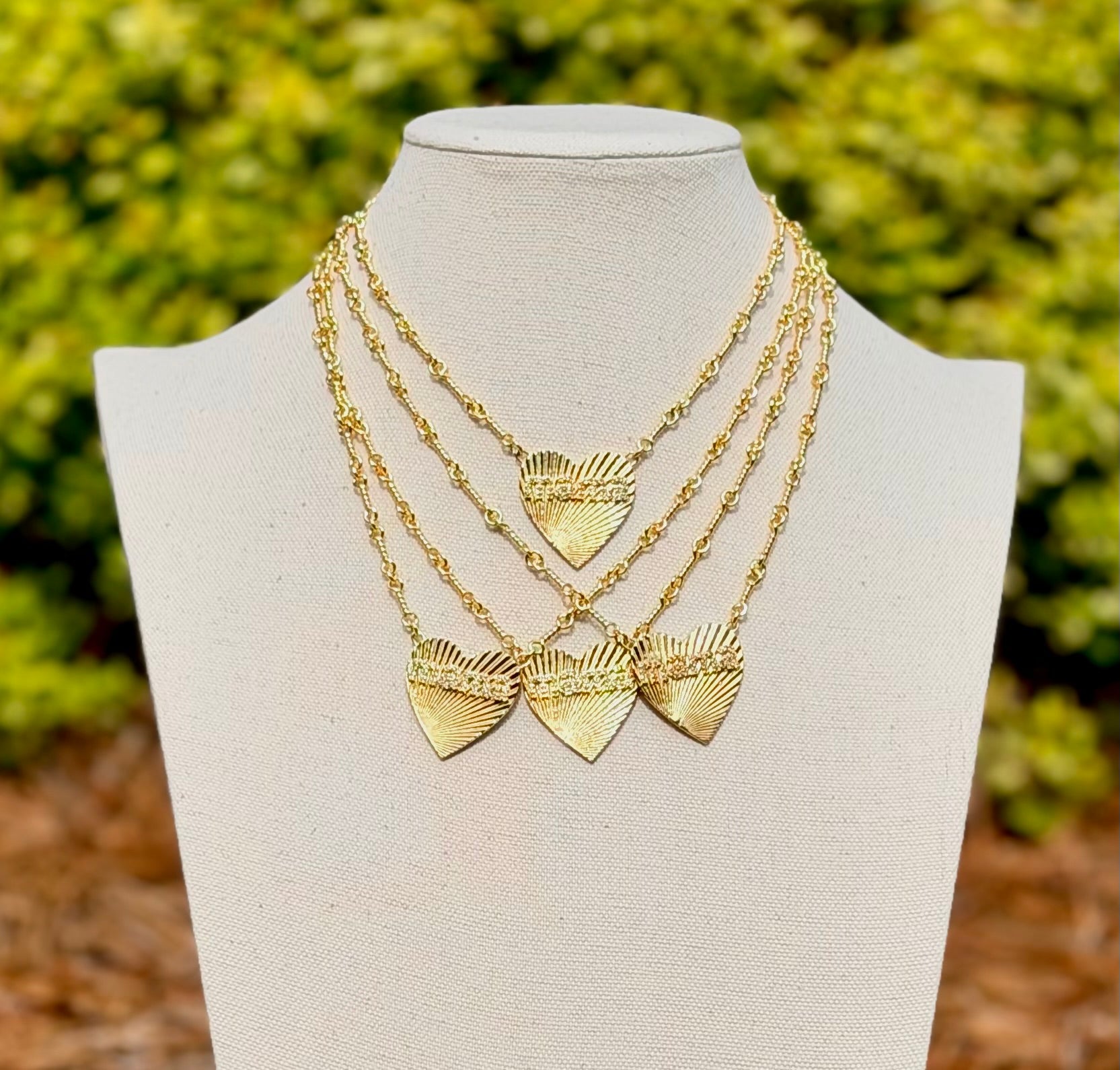 Mama’s Heart of Gold Necklace: Tarnish resistant treatment included