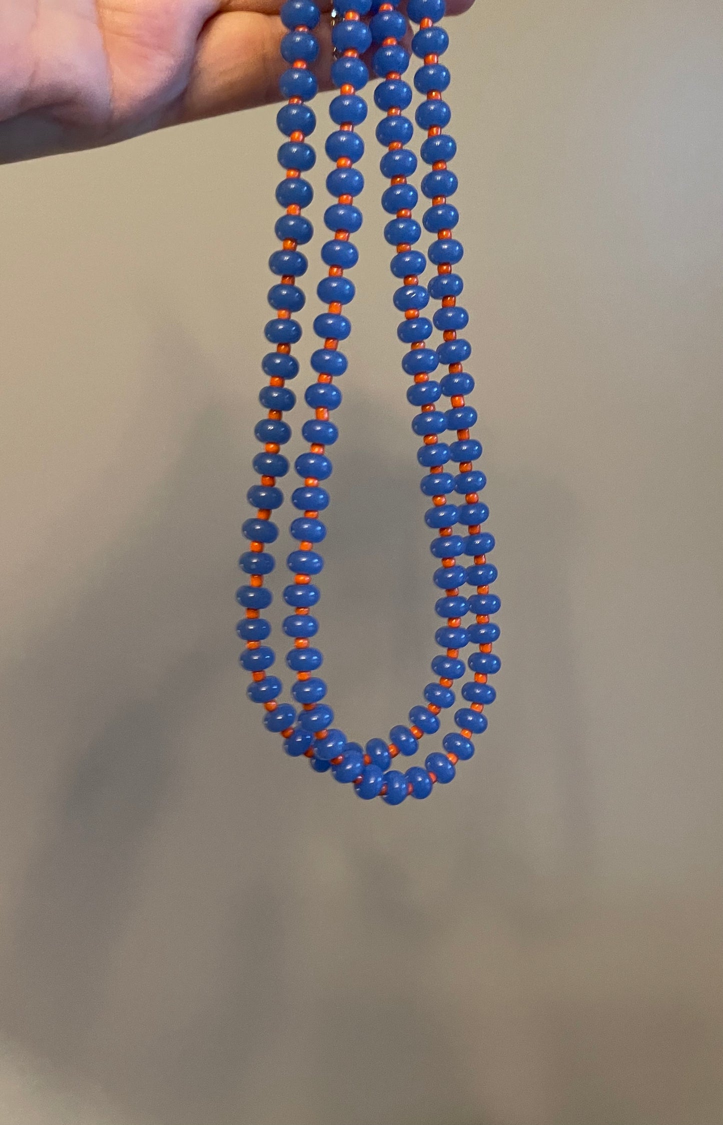 The Poppy Necklace: All glass colorful beads with a gold filled clasp and extender chain