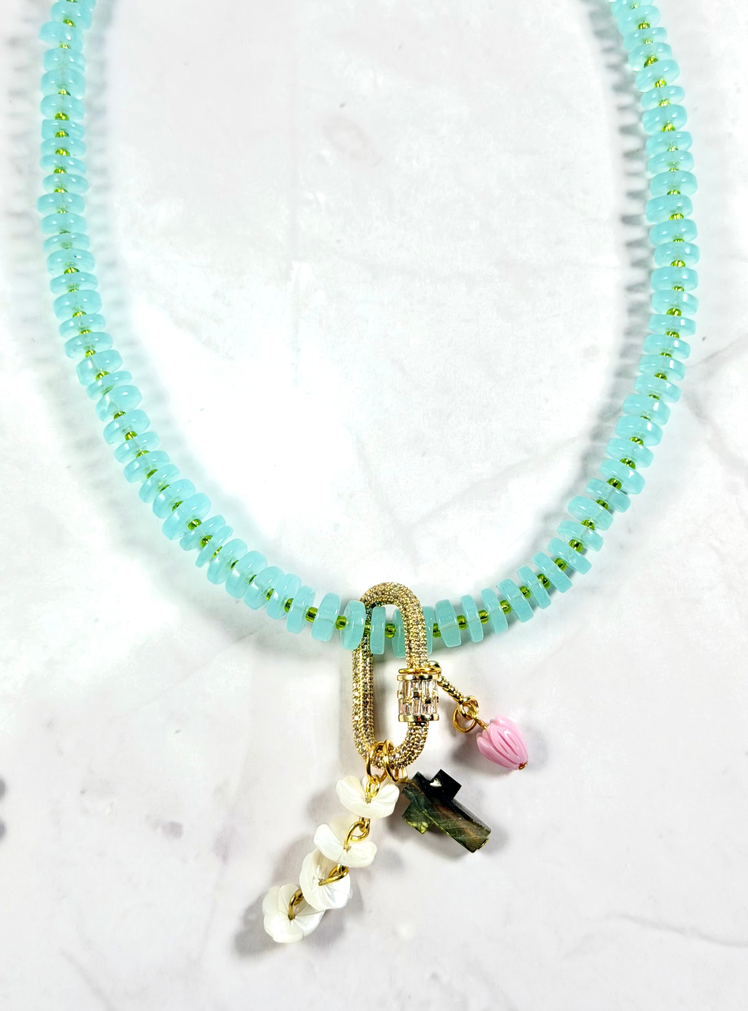 Aquamarine Essence Necklace: Choice of Gold or Silver