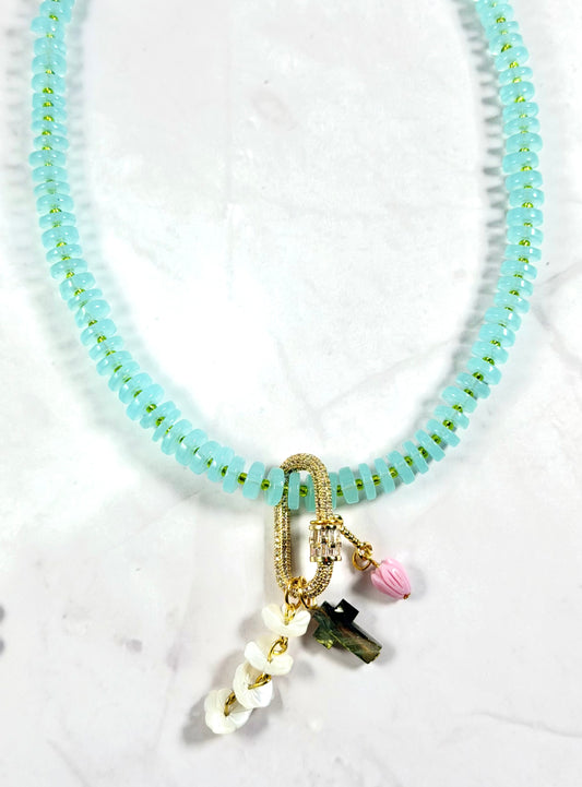 Aquamarine Essence Necklace: Choice of Gold or Silver