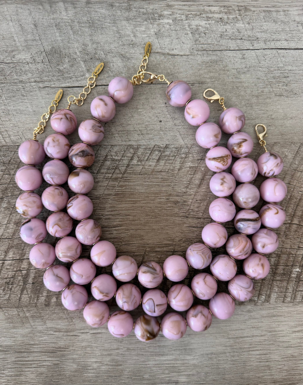 Rosehaven Necklace: Resin gemstone-like beads w gold accents