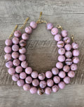 Rosehaven Necklace: Resin gemstone-like beads w gold accents