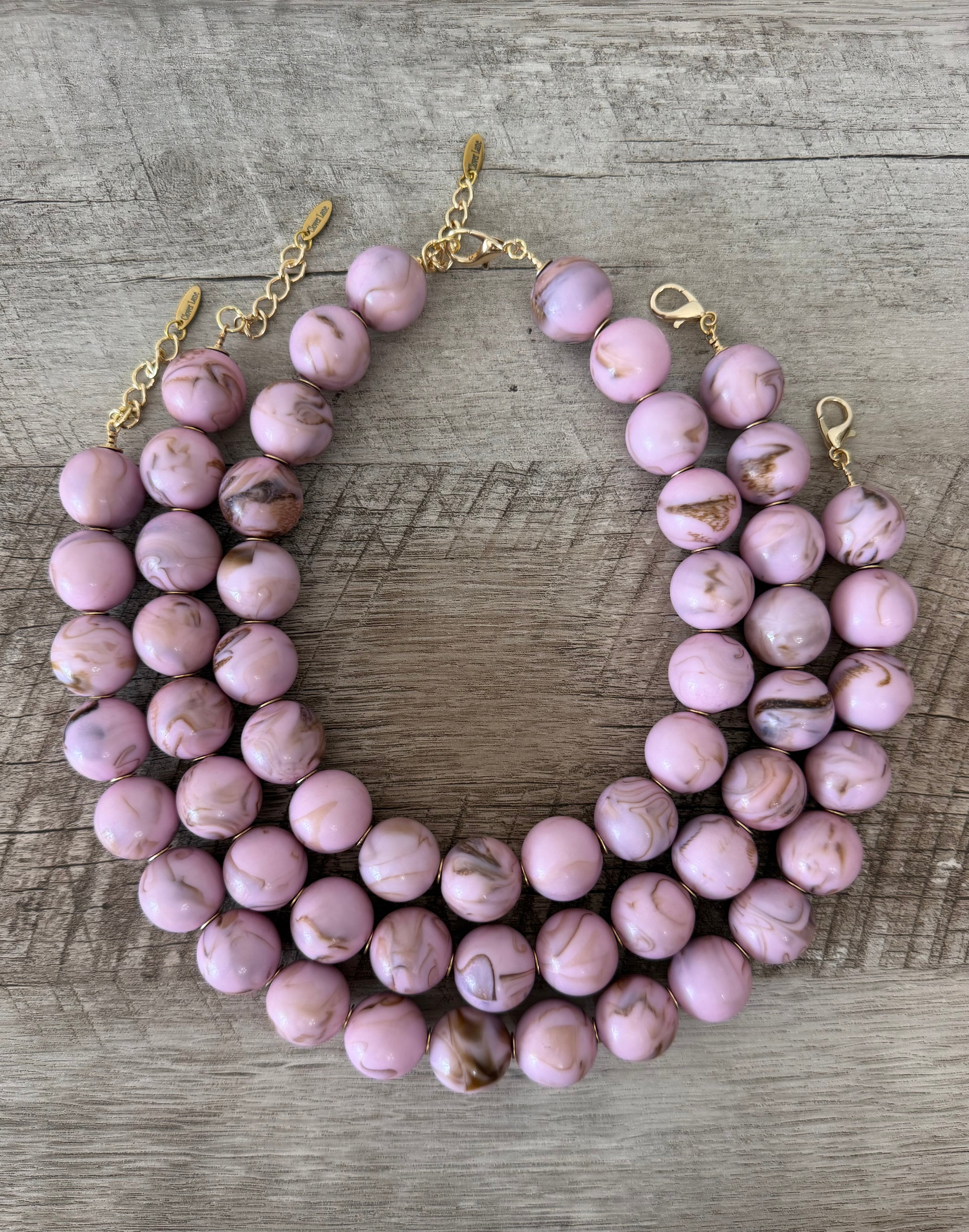 Rosehaven Necklace: Resin gemstone-like beads w gold accents