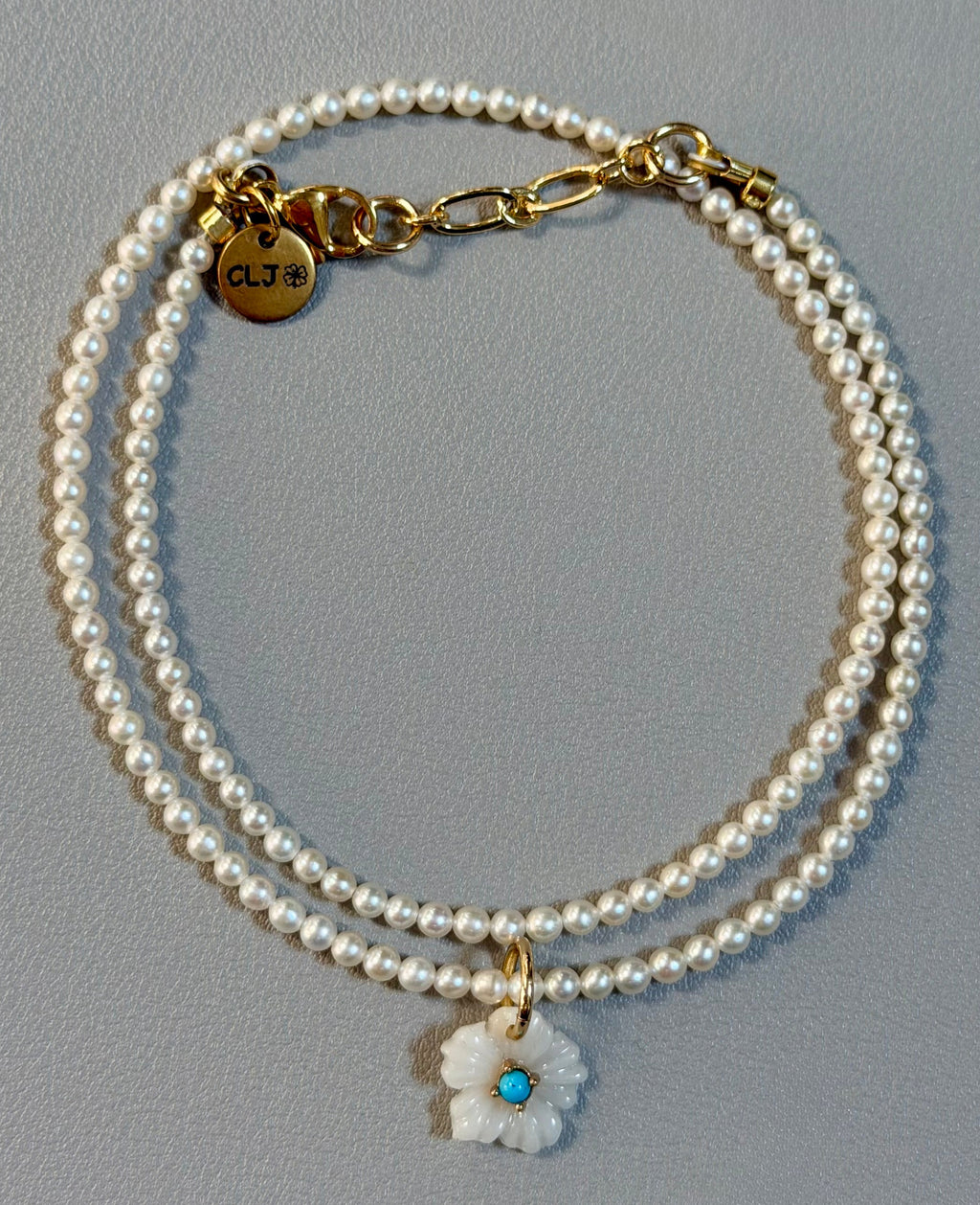 Dainty Bloom Necklace: Freshwater Pearls and a carved flower pendant OOAK