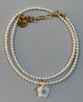 Dainty Bloom Necklace: Freshwater Pearls and a carved flower pendant OOAK