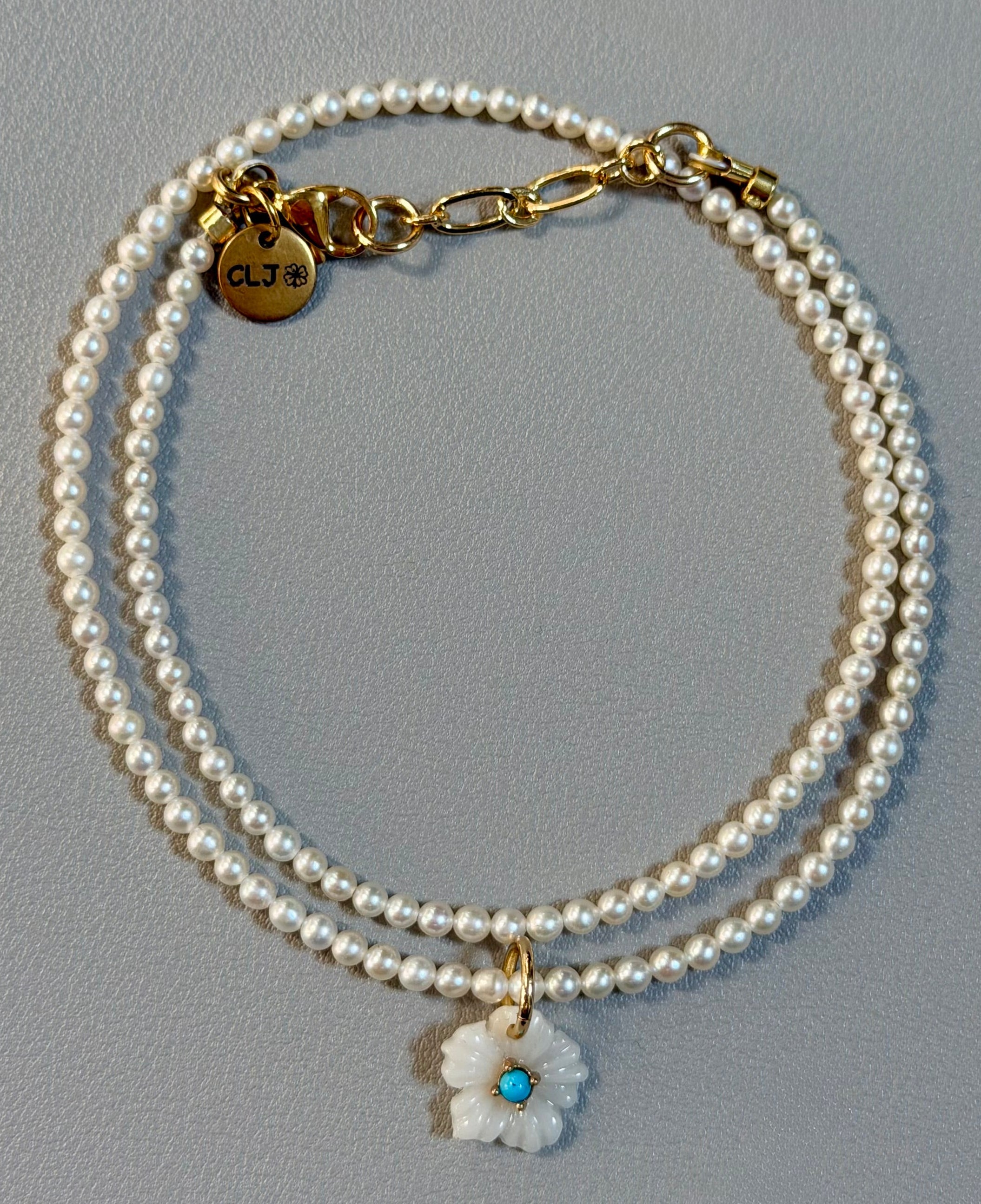 Dainty Bloom Necklace: Freshwater Pearls and a carved flower pendant OOAK