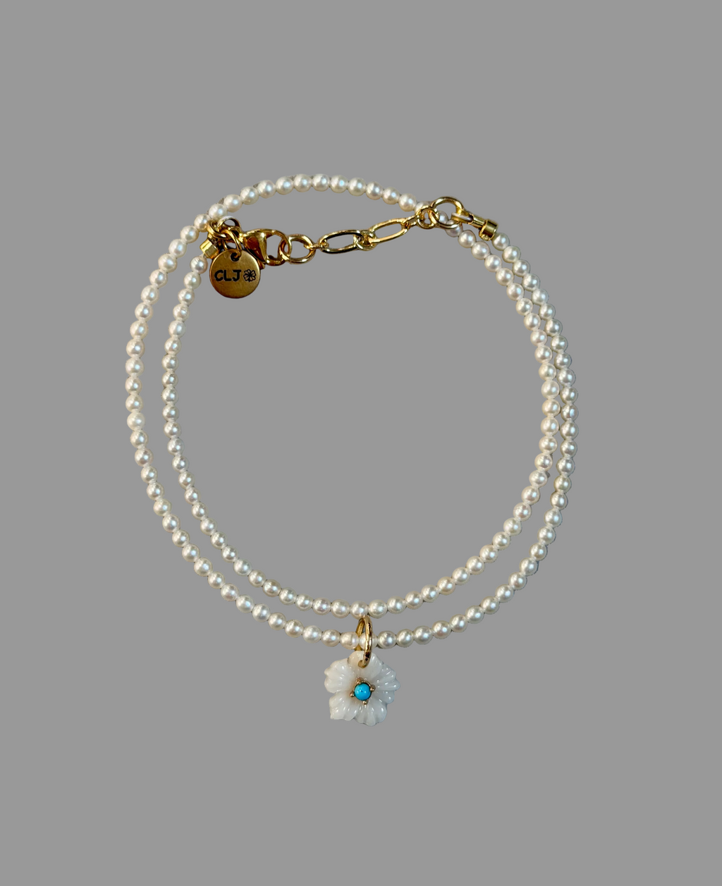 Dainty Bloom Necklace: Freshwater Pearls and a carved flower pendant OOAK
