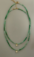 Chrysoprase Tiny Heart Skinnie: gradient Chrysoprase faceted 3mm beads Gold Pavé heart charm and gold clasp