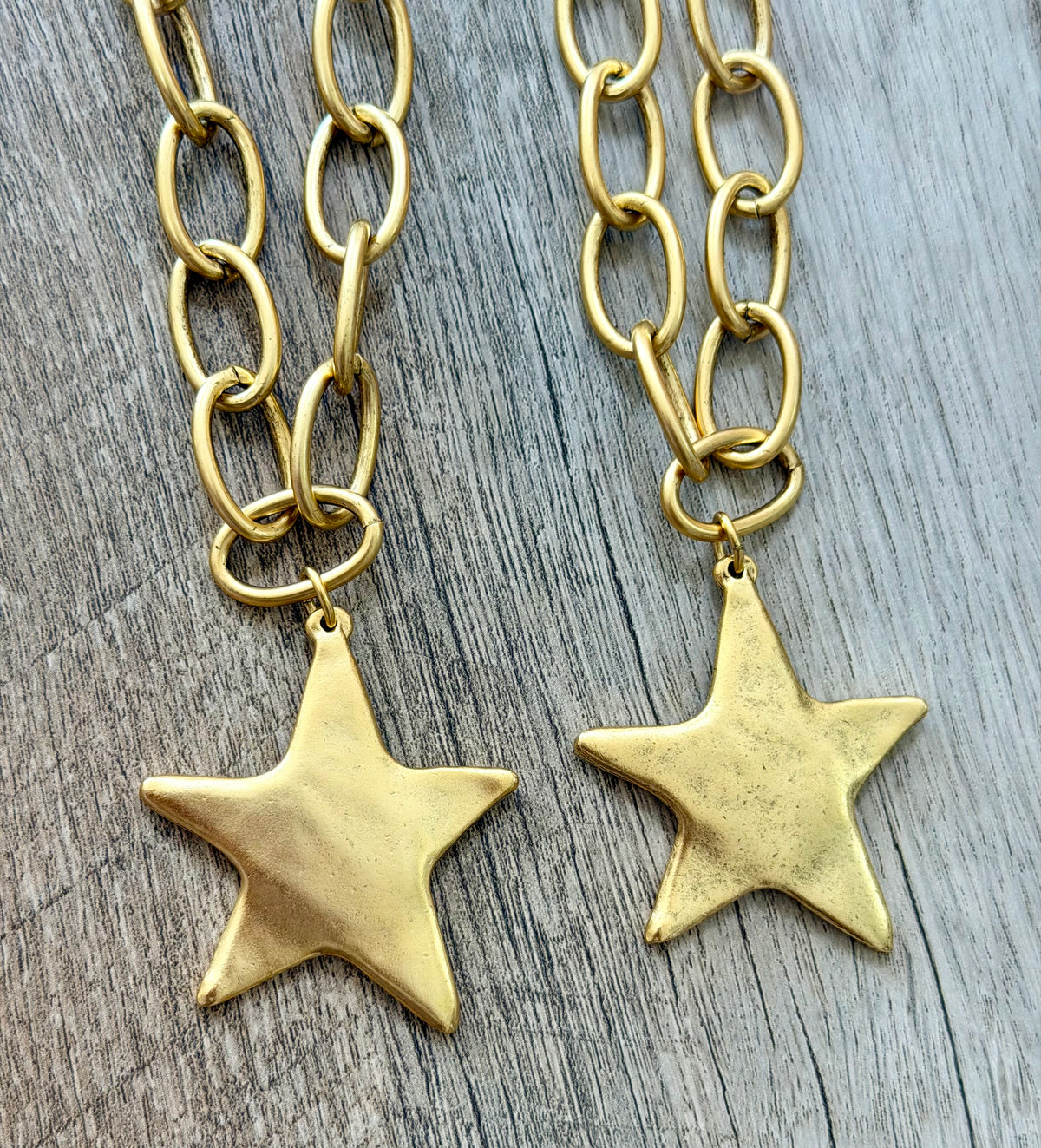 Lucky Star Necklace: Antiqued 24k gold chain and star pendant