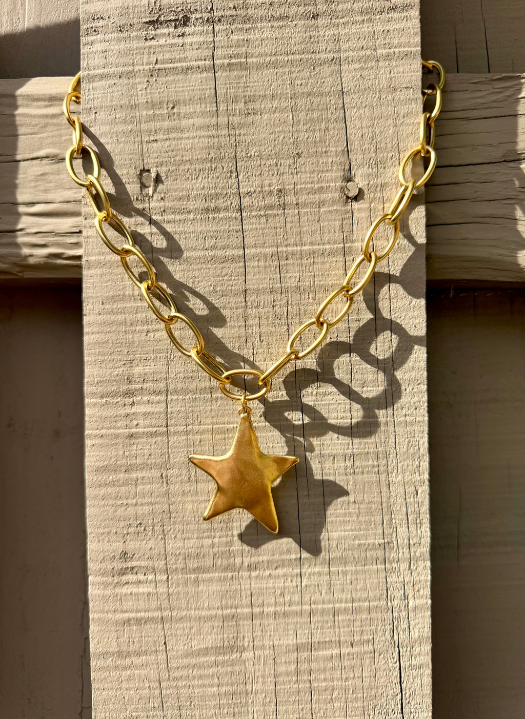 Lucky Star Necklace: Antiqued 24k gold chain and star pendant