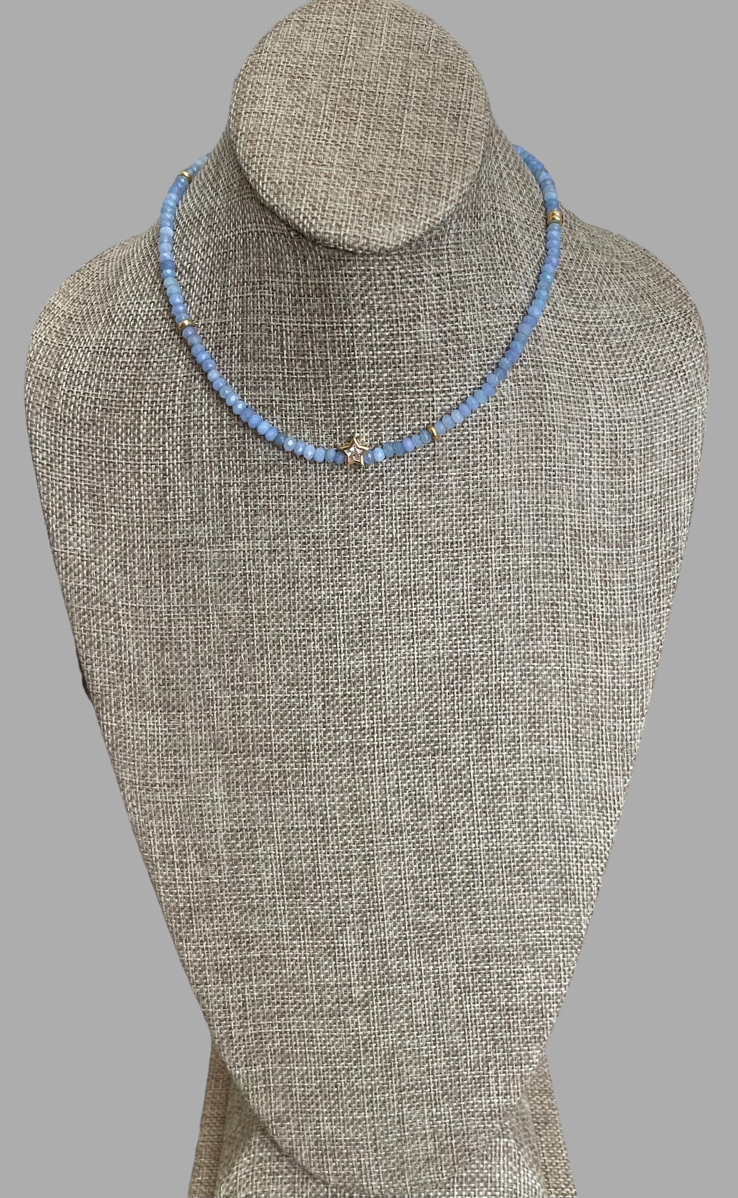 A Little Luxe Necklaces: Various natural stones in many colors, faceted, with a Bezel set Cubic Zirconia centerpiece