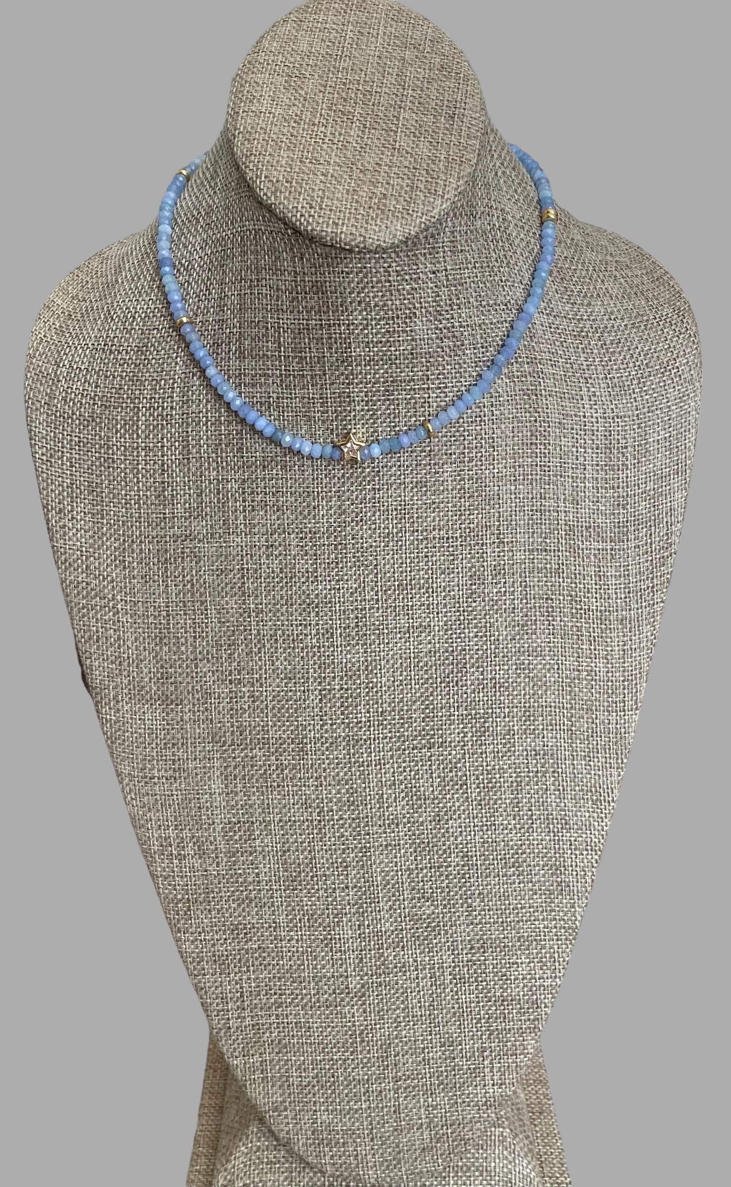 A Little Luxe Necklaces: Various natural stones in many colors, faceted, with a Bezel set Cubic Zirconia centerpiece