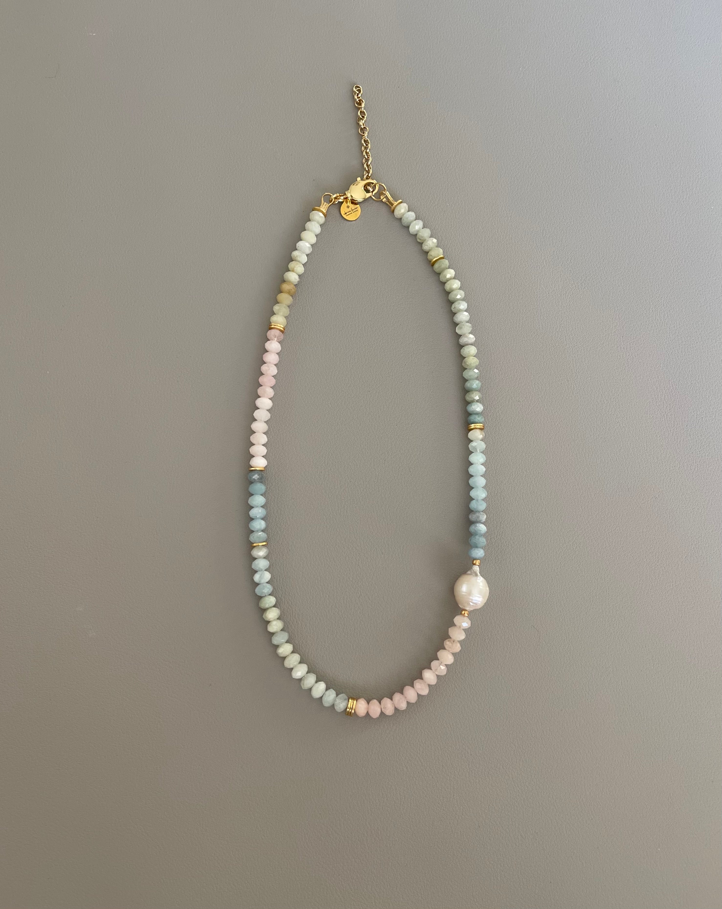 Morganite Faceted Bead Necklace OOAK