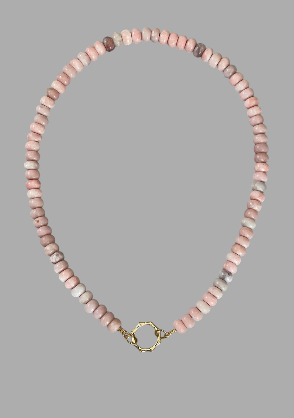 The Chic Pink Set: Matte pink opals with a gold charm holder clasp & a gold filled chain w a pink crystal and CZ charm OOAK