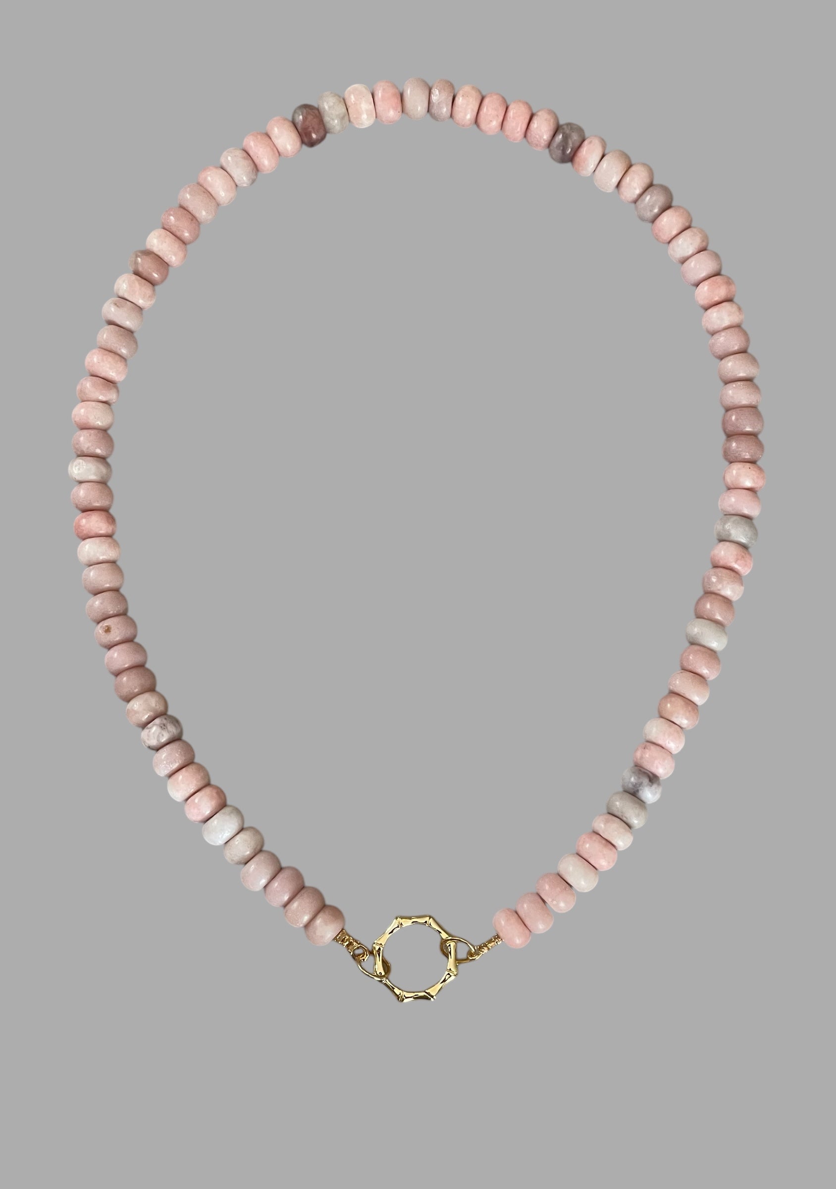 The Chic Pink Set: Matte pink opals with a gold charm holder clasp & a gold filled chain w a pink crystal and CZ charm OOAK