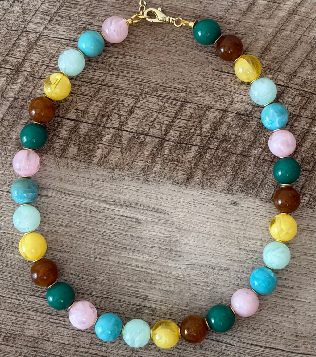 Gelato Gems Necklace: Resin beads with gold accents
