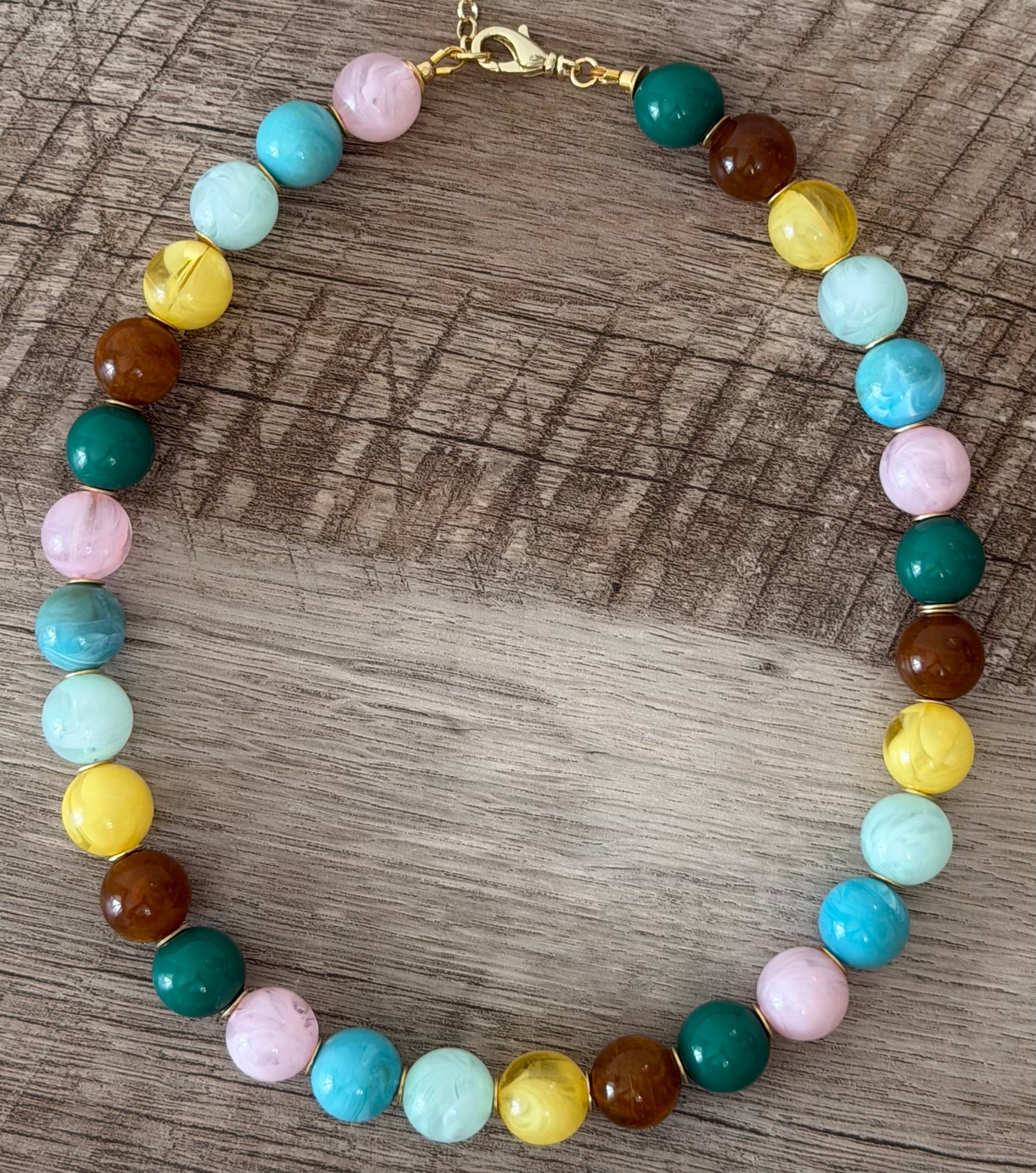 Gelato Gems Necklace: Resin beads with gold accents