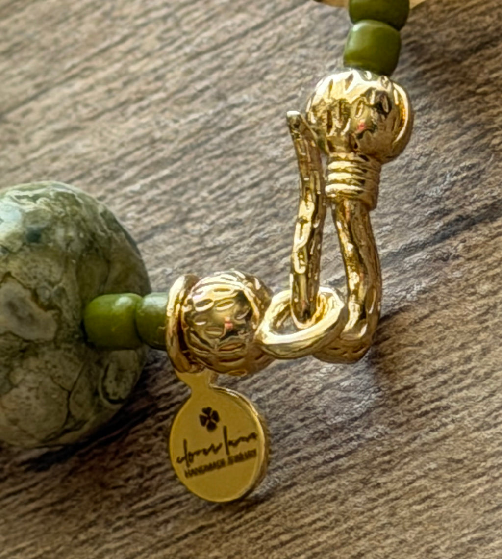 Australian Rainforest Jasper Champagne Quartz Bracelet OOAK
