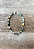 Wild Terrain Necklace: Faceted Amazonite, Wild Buffalo Turquoise Pavé clasp OOAK