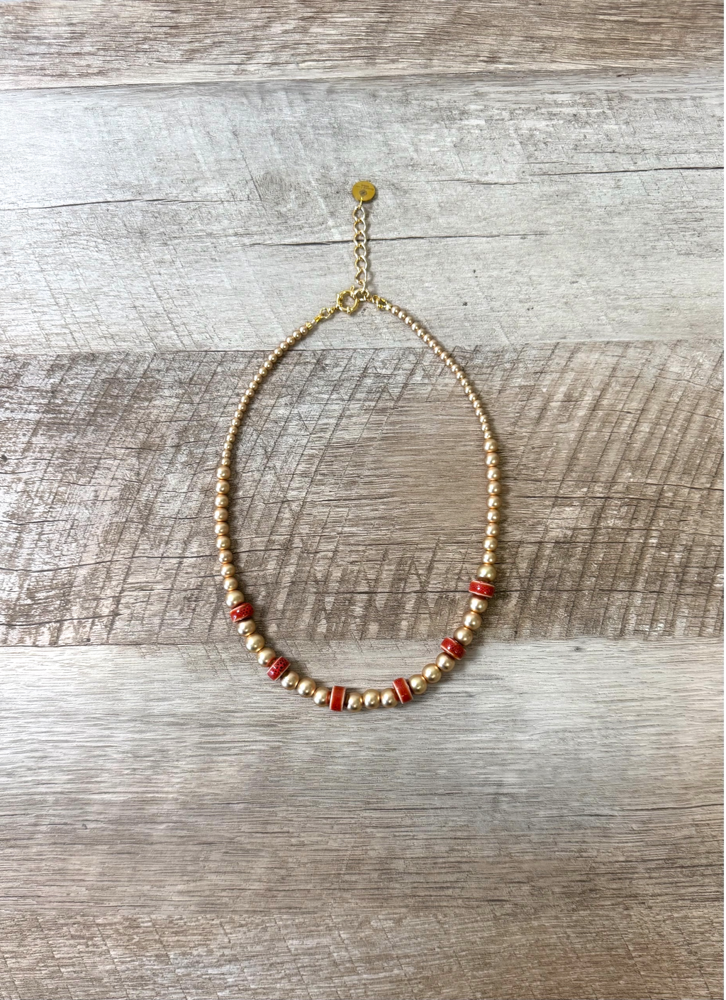 Gilded Rouge:Matte Hematite beads with Ceramic accents OOAK