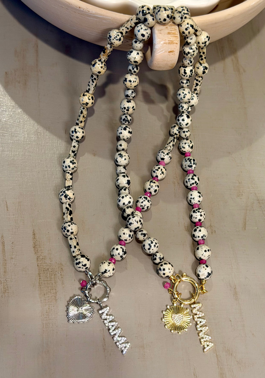 Spotted Mama Necklace: Dalmatian Jasper natural stone
