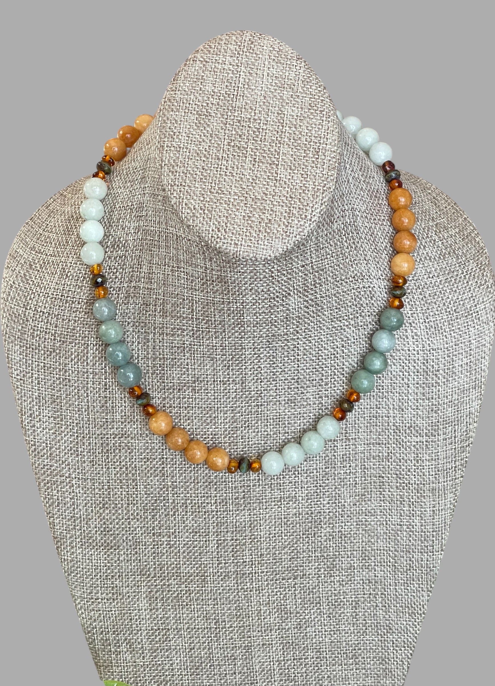 The Seraphina Necklace: Jade, Baltic Amber, and Czech glass