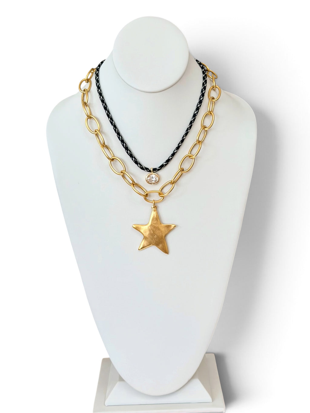 Lucky Star Necklace: Antiqued 24k gold chain and star pendant