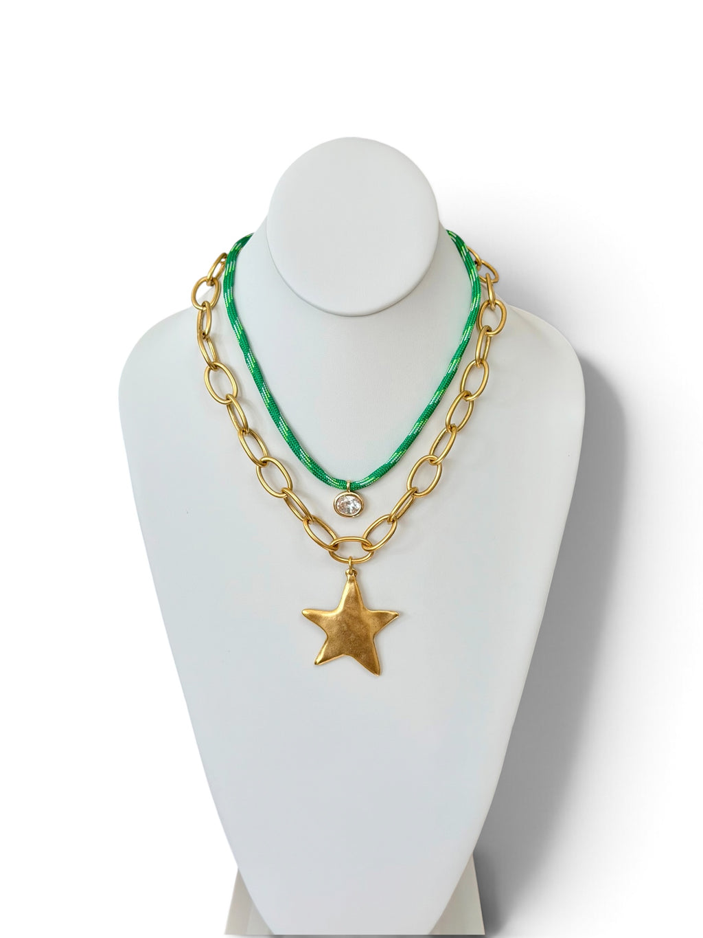 Lucky Star Necklace: Antiqued 24k gold chain and star pendant