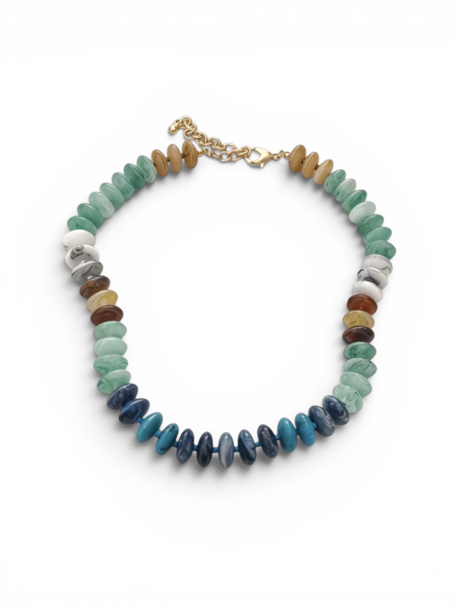The Coastal Strand: Gradient resin beads Gold lobster clasp