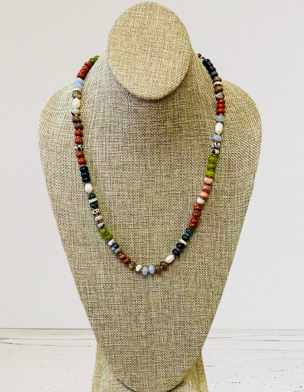 Reel Beauty 🎣 Mixed Gemstone necklace with Gold accents Gemstone fish pendant 4 options