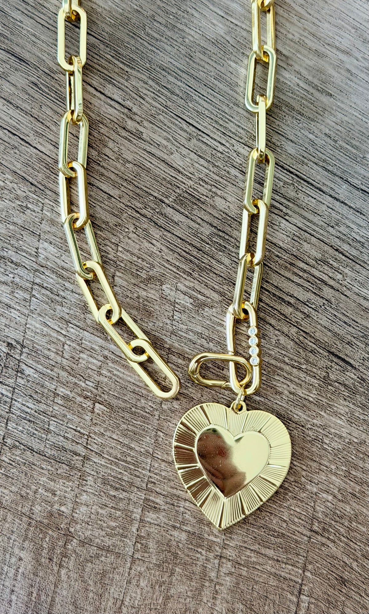 The Forevermore Necklace: Gold Paperclip chain with a stunning heart pendant