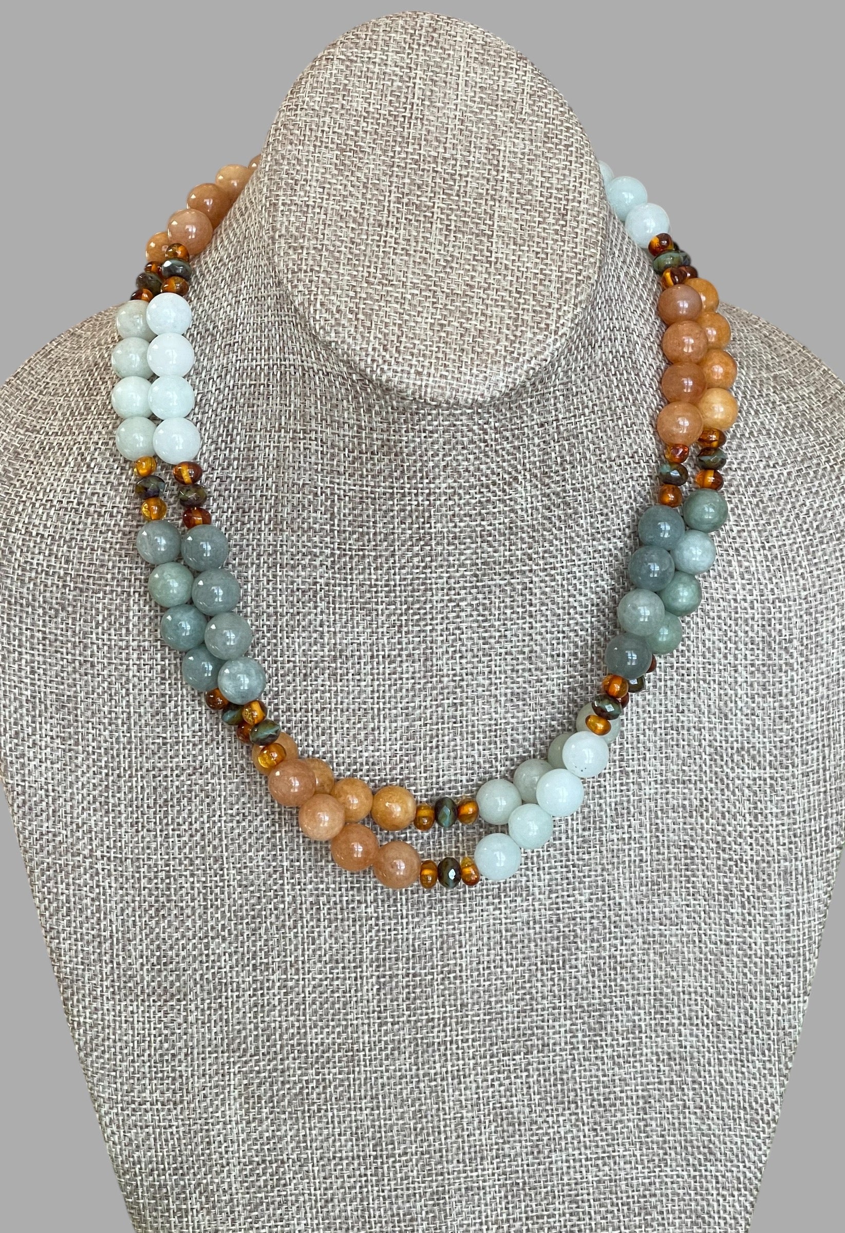 The Seraphina Necklace: Jade, Baltic Amber, and Czech glass