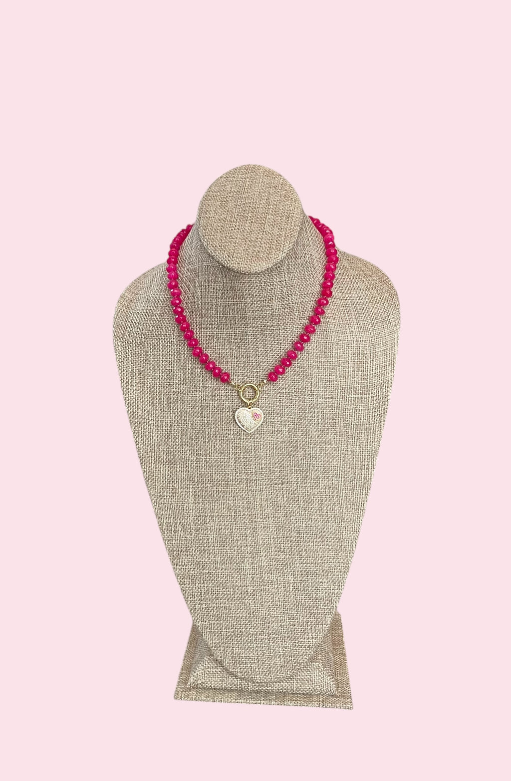 Falling for Fuchsia Necklace: Natural fuchsia crackle Quartz softly faceted Hand knotted beads w/2 Charms 🩷🔒