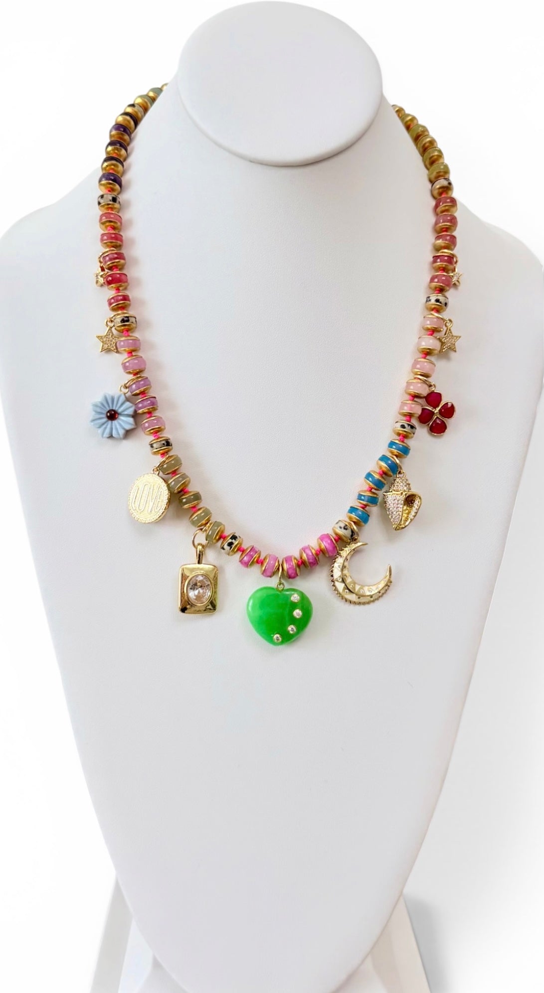 Joy Keeper Necklace: Mixed Gemstones and Charms
