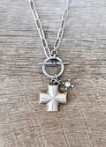 Sacred Silver Necklace: Silver Paperclip chain with double cross pendants OOAK