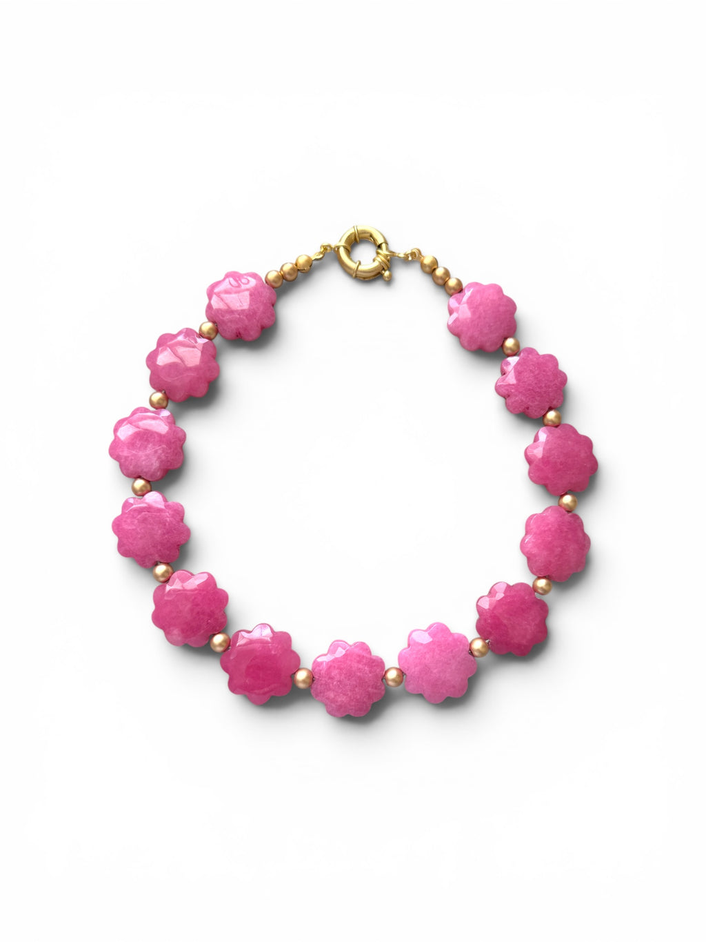 The Rosabella Necklace: Rose pink Jade with matte gold