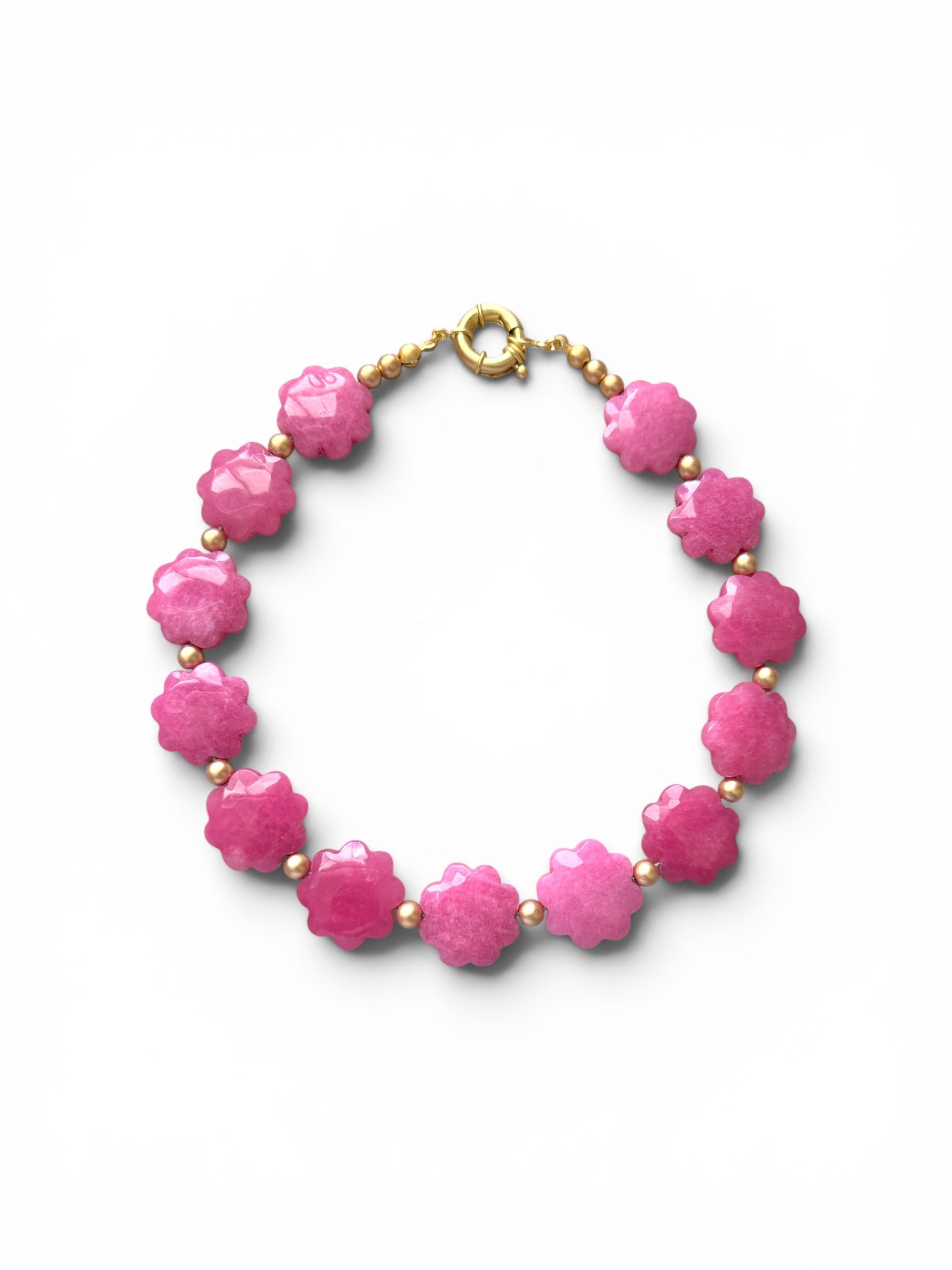 The Rosabella Necklace: Rose pink Jade with matte gold