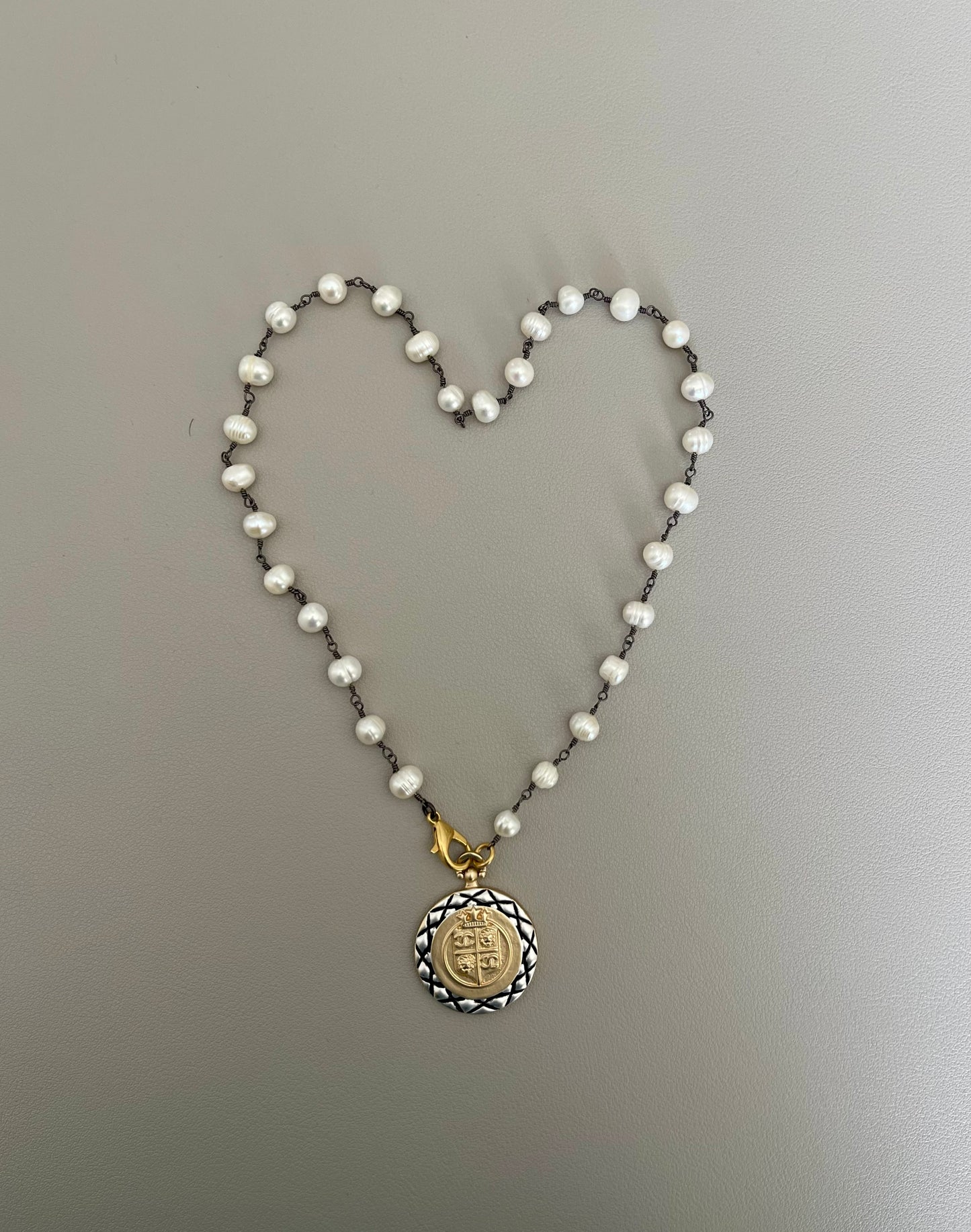 Chanel Vibes Coin Necklace: Freshwater Pearl Chain w Chanel Inspired Coin Charm OOAK!