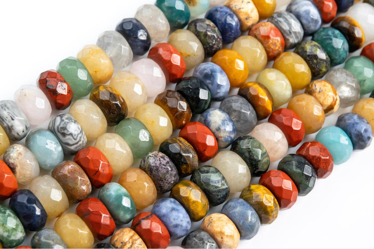 Canopy of Color Necklace: Mixed & Faceted Natural Stones with a Gold Heart Centerpiece