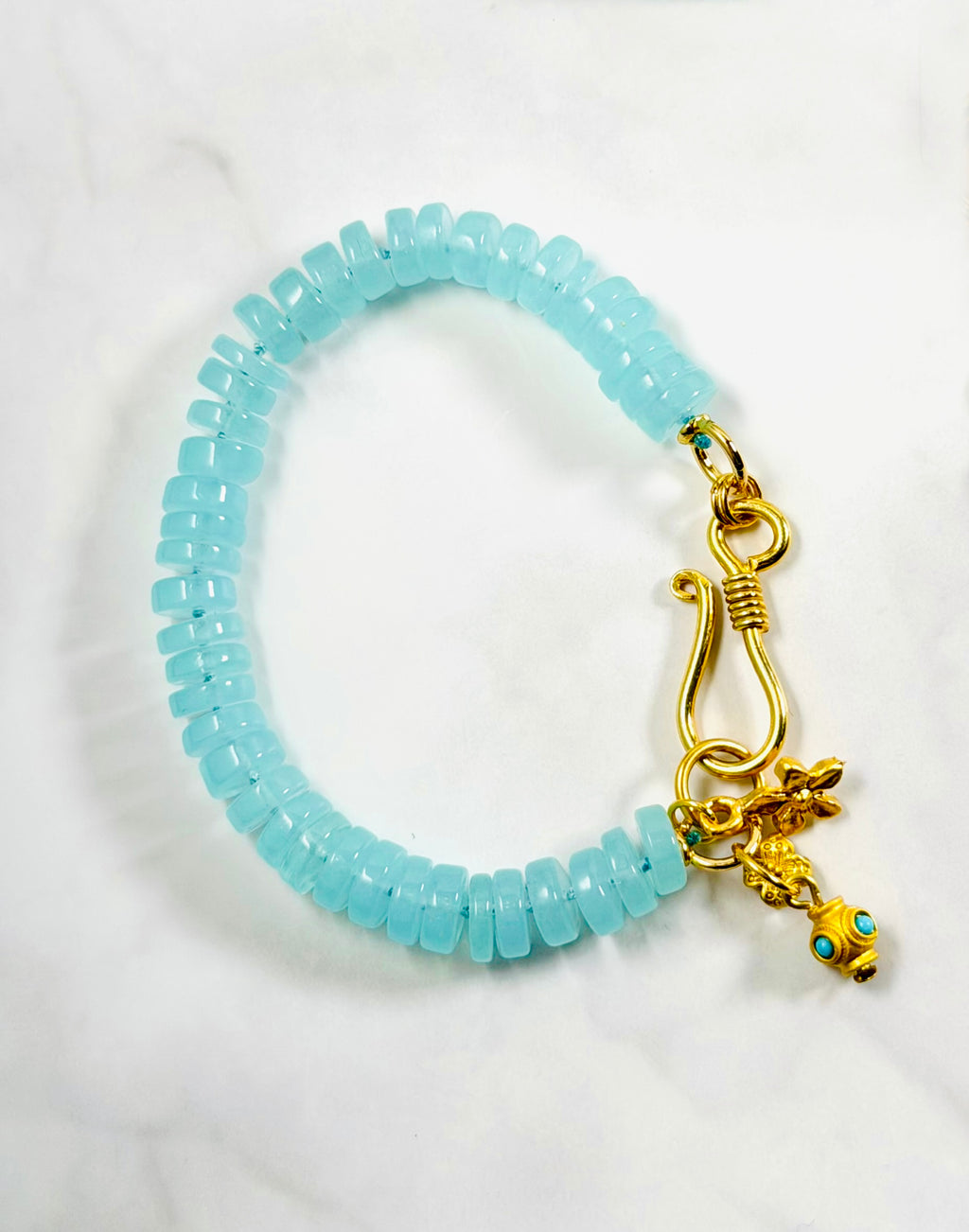 The Island Drift Bracelet OOAK: Handknotted Aquamarine