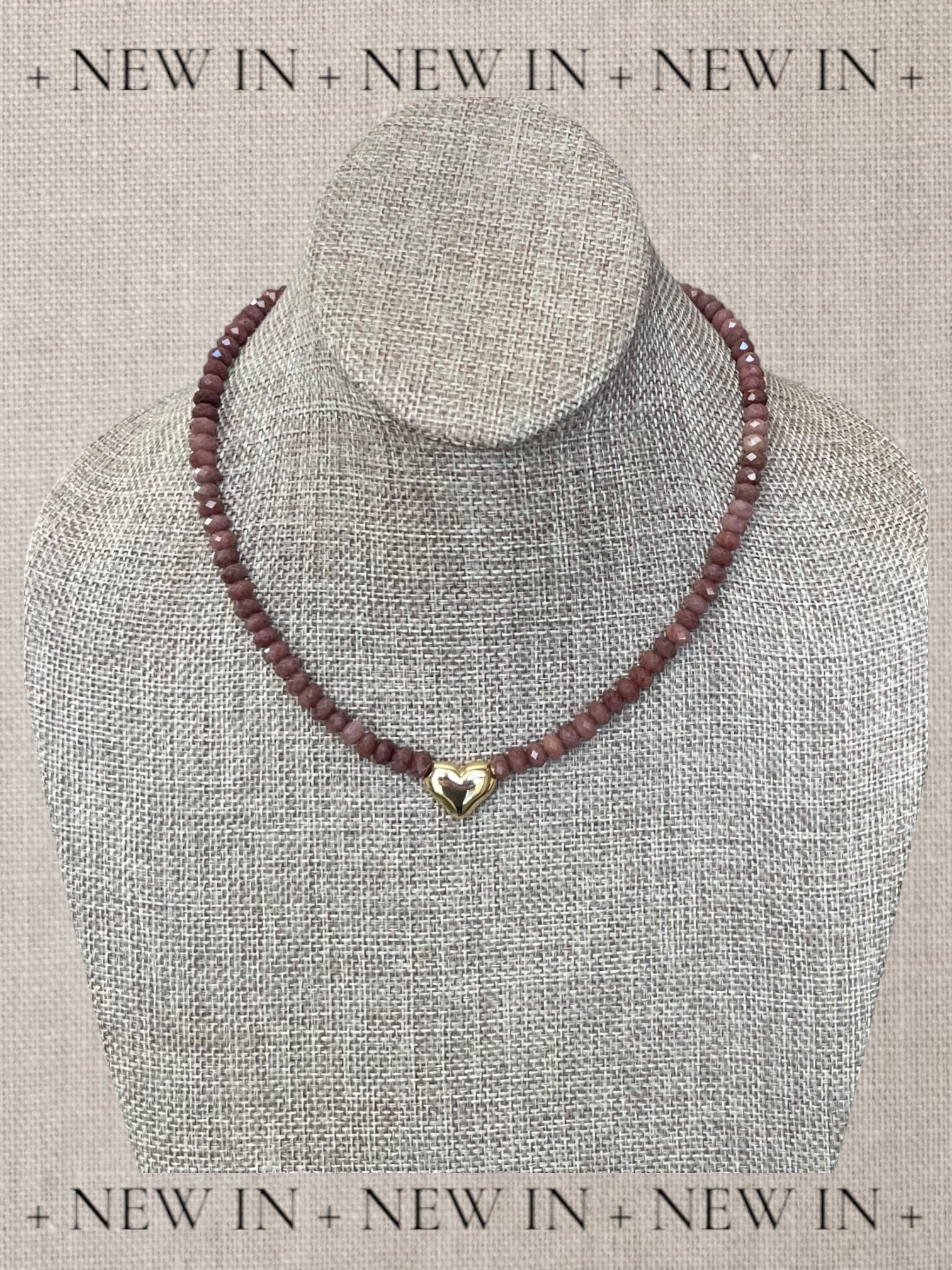 The Emberly Necklace: Micro-faceted Purple Aventurine Gold Heart Centerpiece