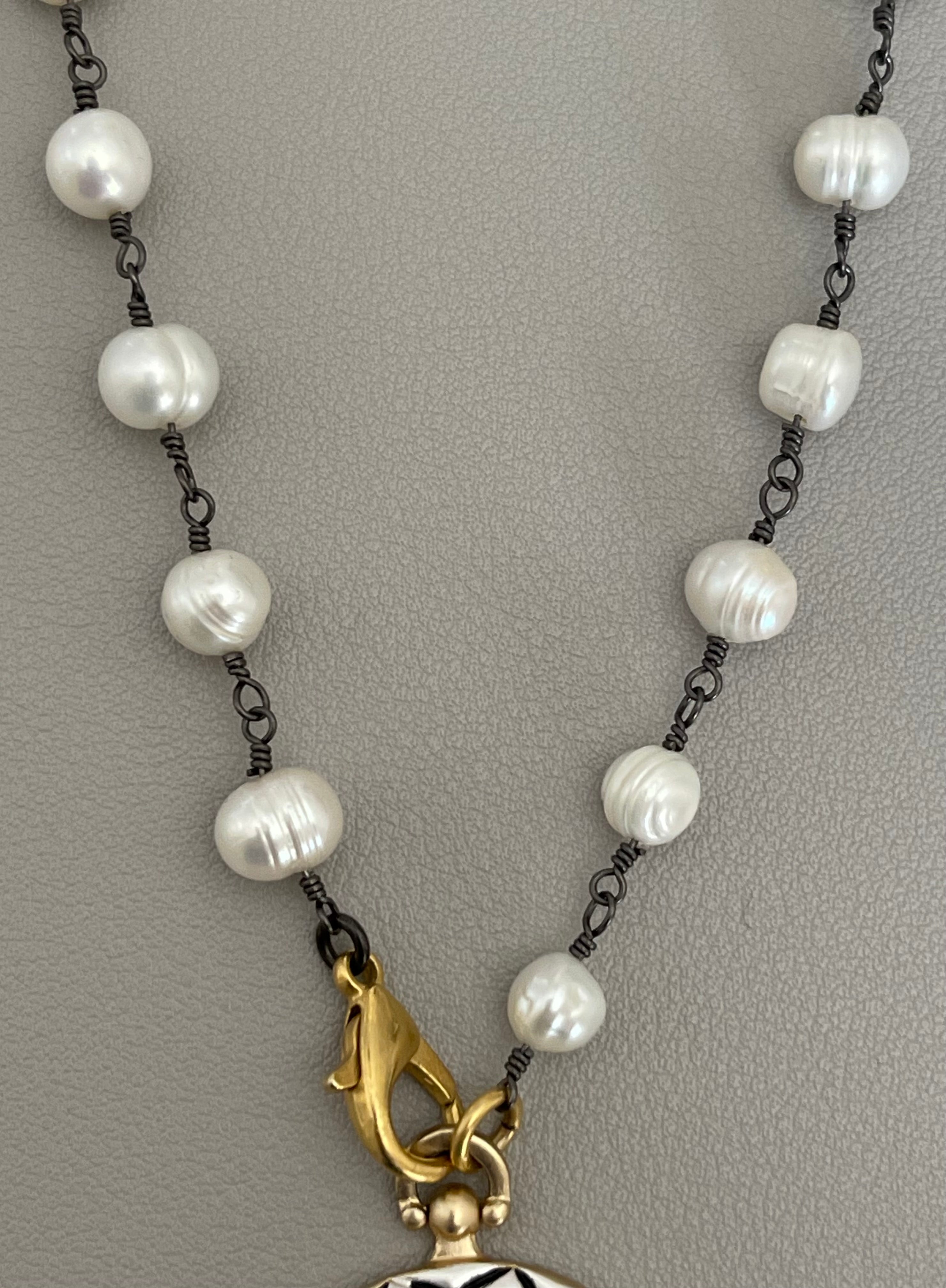 Chanel Vibes Coin Necklace: Freshwater Pearl Chain w Chanel Inspired Coin Charm OOAK!