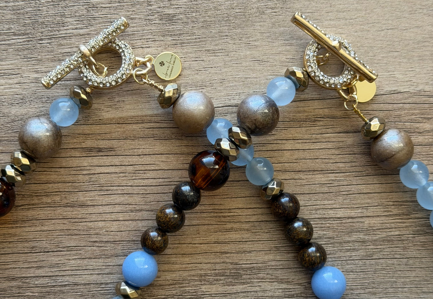 Ash & Sky Necklace: Warm & Cool collide in this Mixed Gemstone design