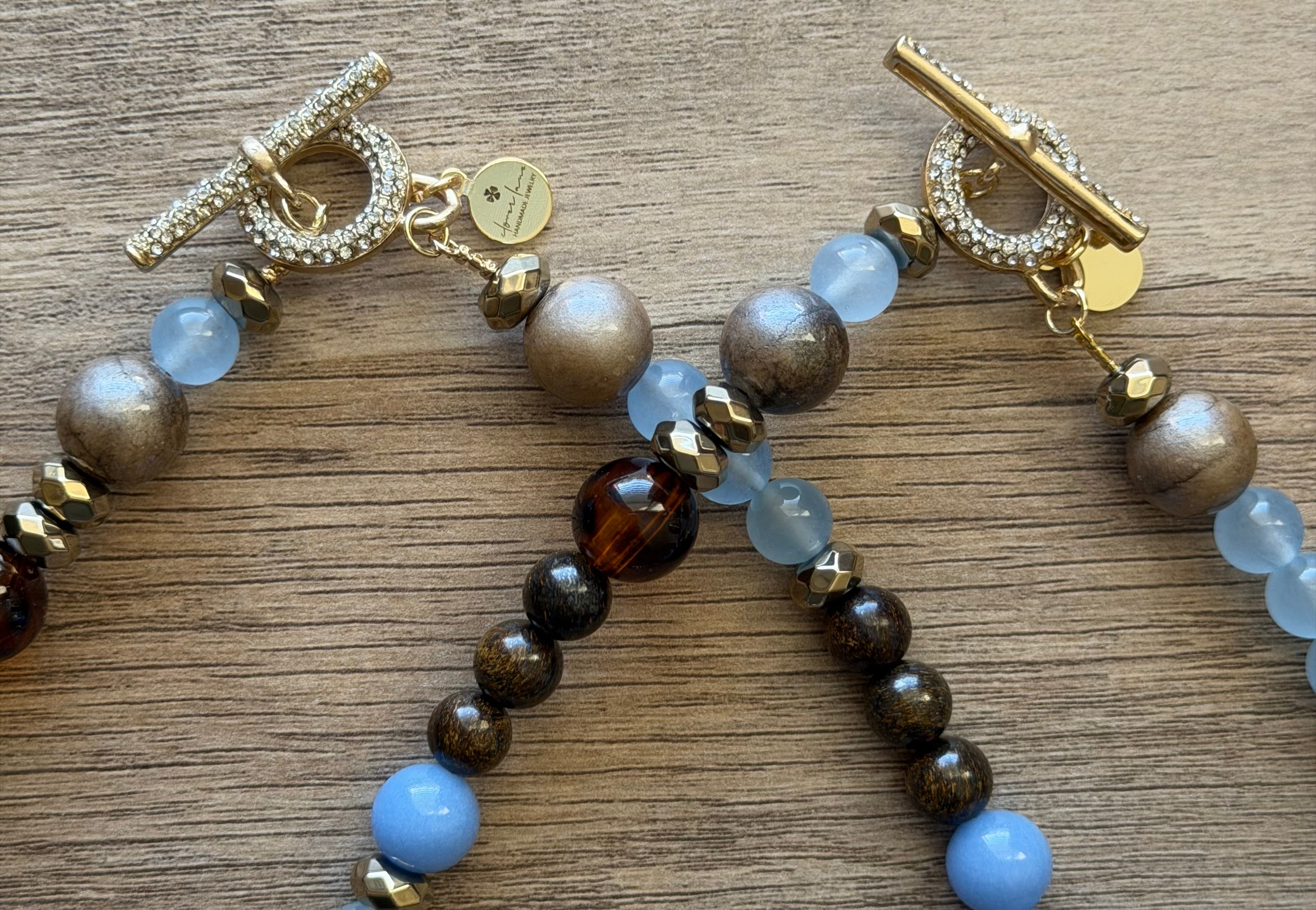 Ash & Sky Necklace: Warm & Cool collide in this Mixed Gemstone design
